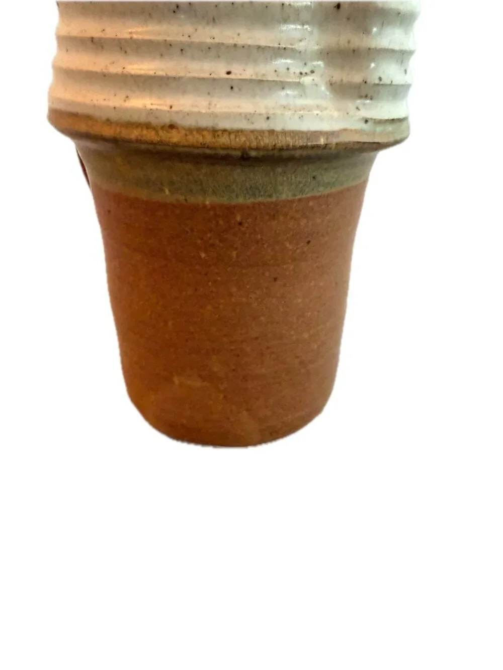 Linda Sharpless Hand Made Rust Brown Cream Stoneware Pitcher Studio Pottery Vase